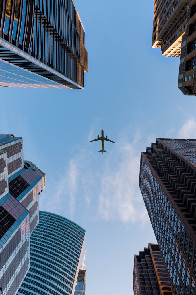 View of airplane from the ground